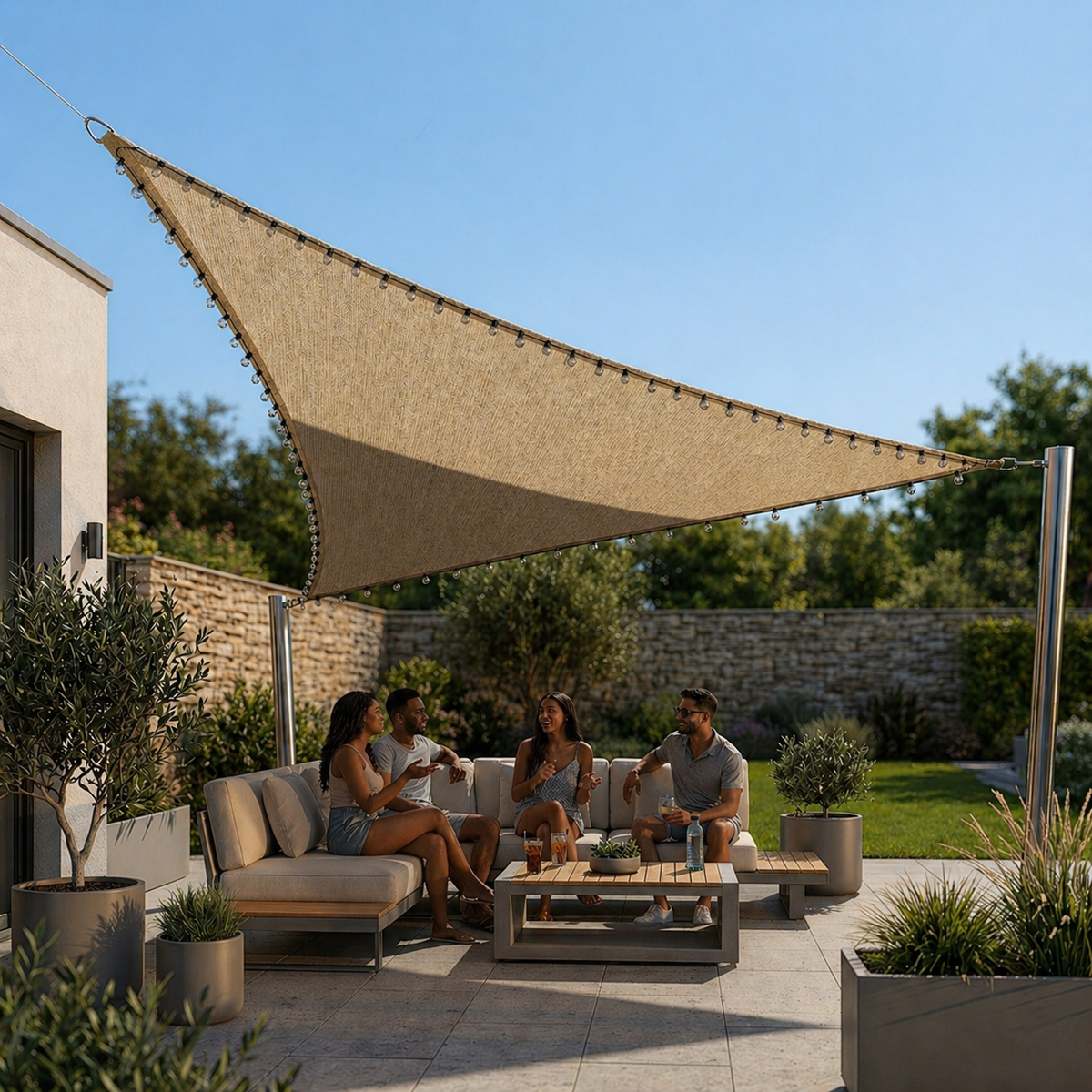 Voile d’ombrage triangulaire 3x3 LED imperméable