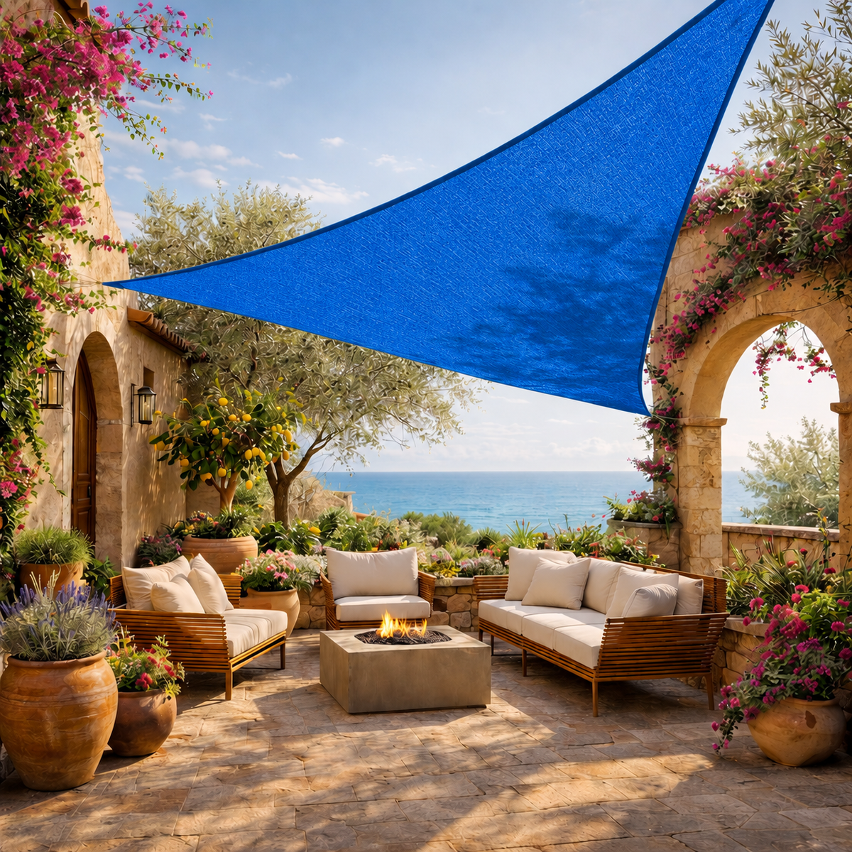 Voile d’ombrage triangulaire HDPE respirante & anti-UV