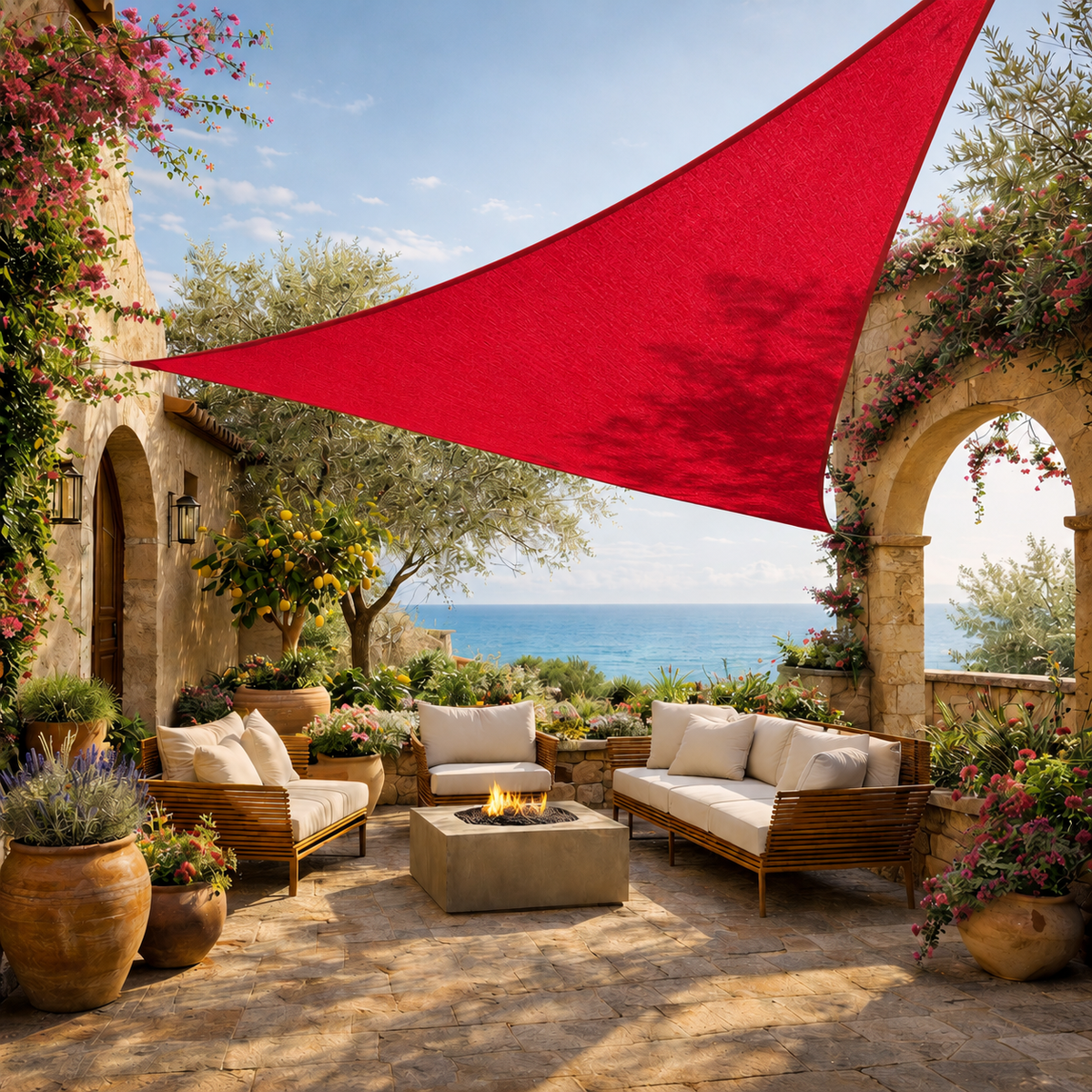 Voile d’ombrage triangulaire HDPE respirante & anti-UV