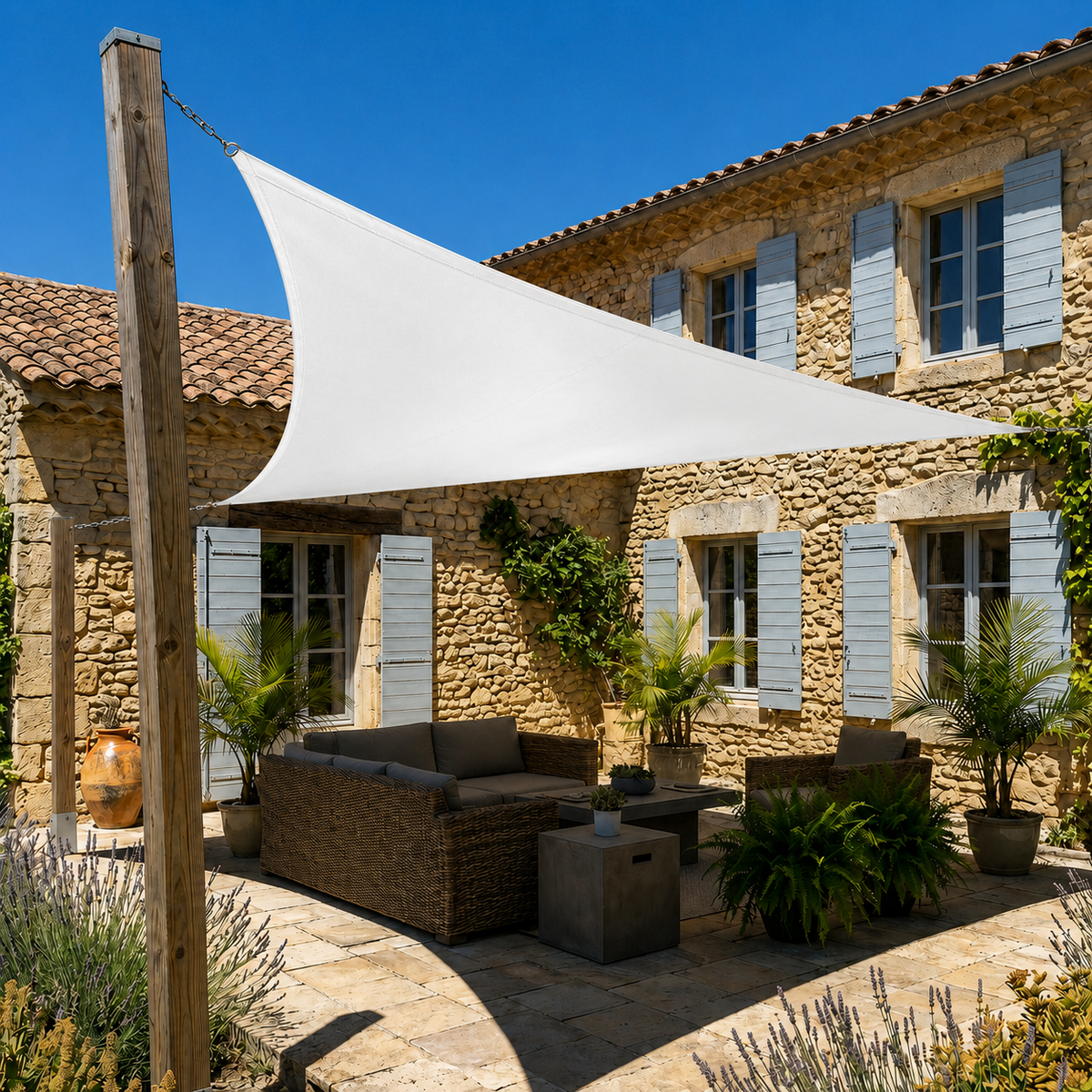 Voile d’ombrage triangulaire imperméable & UV