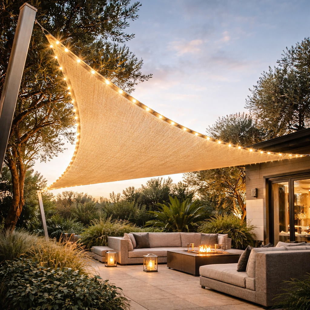 Voile d’ombrage triangulaire 3x3 LED imperméable