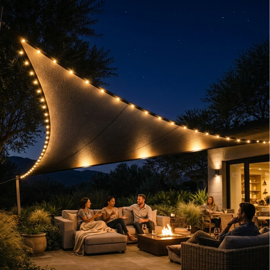 Voile d’ombrage triangulaire 3x3 LED imperméable